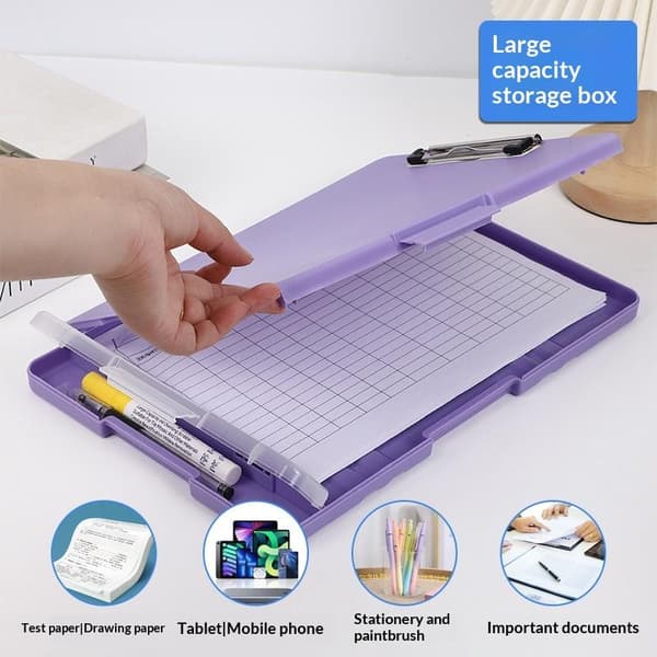 A4 Flip Top Clip Oppbevaringsboks i plast Skrivebrettklips Kontor Blue
