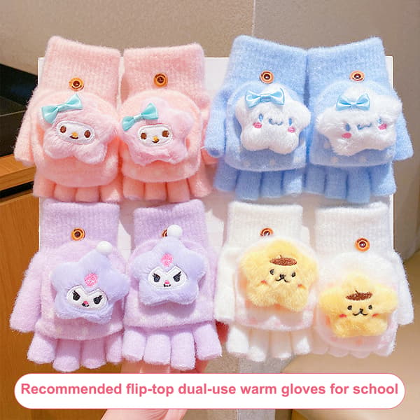 Barntecknad Sanrio Vinter e Handskar Halvfingerklaffport A2