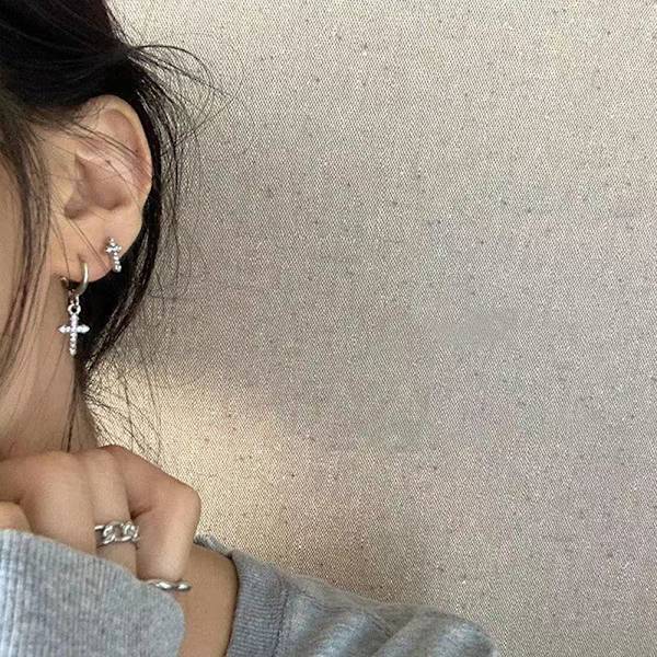 Personality Asymmetrisk Cross Stud Øreringe Til Kvinder Zircon Cro