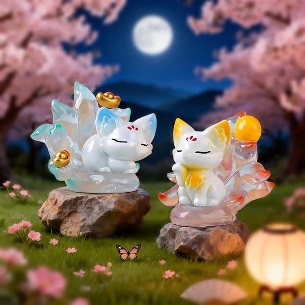 e Nine Tailed Fox Blind Box Figurer Transparent Design För De A6