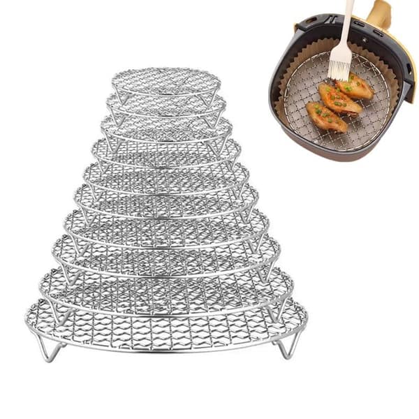 Airfryer-rist i rustfrit stål, grillholder, bagekurv 18CM