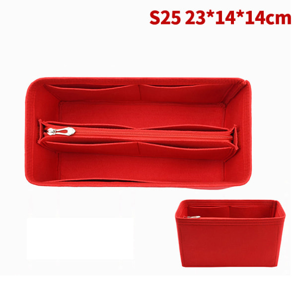 Taske Organizer Filt Stof Indlæg 25 30 35 Makeup Håndtaske Red StyleC S