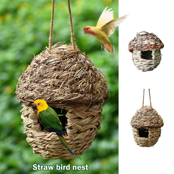Birds Nest Naturlig Grass Egg Bur Utendørs Dekorative Weave Han Large