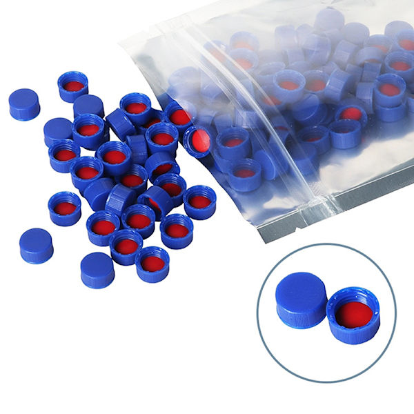 Blå åpen polypropylenhette for kromatografiflaske 2 ml Solid cover