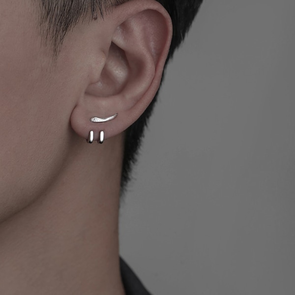 Nye Punk øreringe til mænd aftagelige dobbeltformål stud øreringe Left