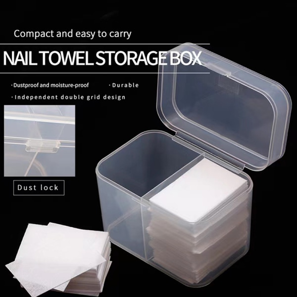 Nail Art Plastic Clear Organizer Container Remover Rengjøringsseng