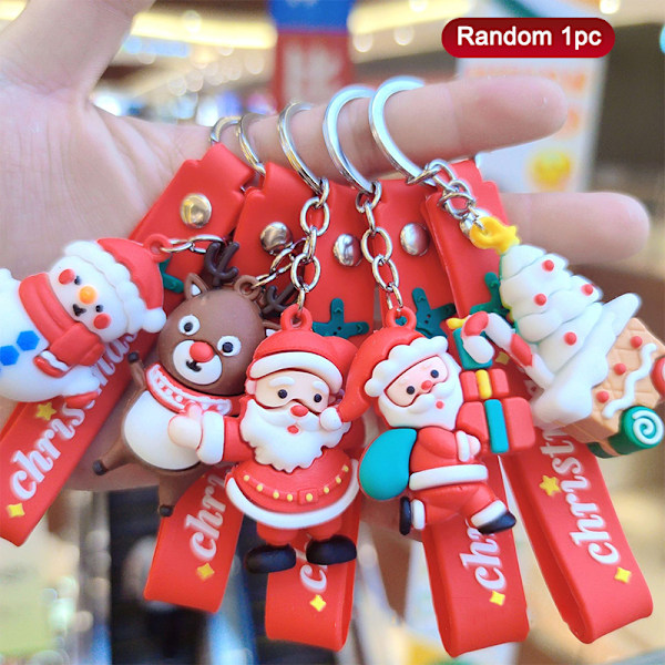 e Christmas Keychain Pendant Fashion Santa Claus Snowman Reinde