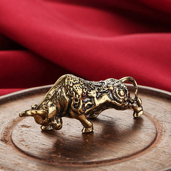 Messing Lucky Tyrefighting Statue Hjem Ornamenter Kobber Dyr Mi