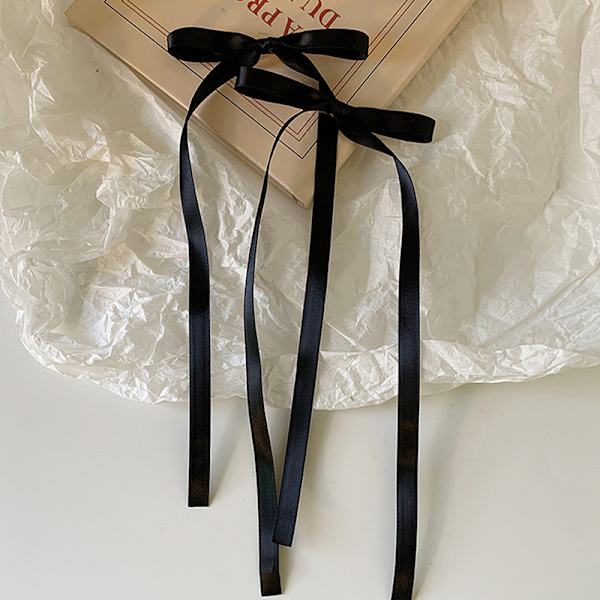 n Style Ribbon Bow Hiuspidike Pitkä Tupsu Hiusneula Sweet Lovely H Black