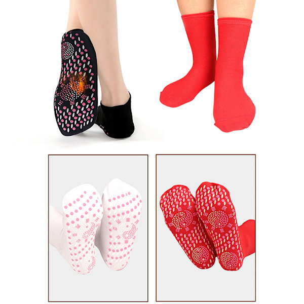 Unisex selvoppvarmende helsesokker turmalinterapi fot M Red