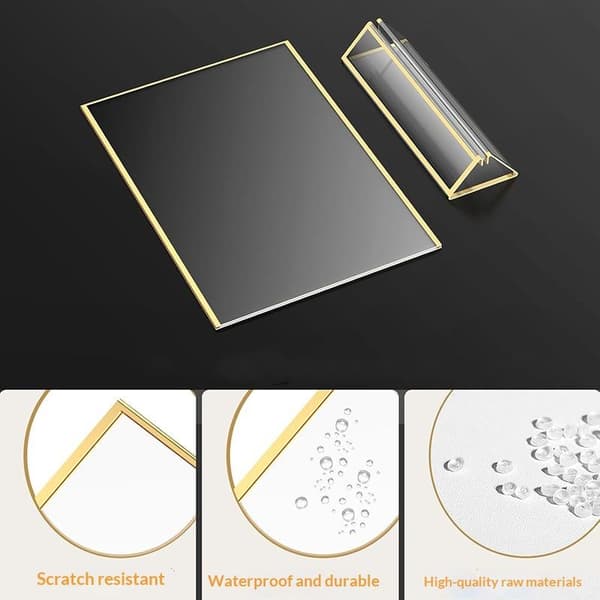 Transparent Akryl Displayställ Dubbelsidig Guldkant Bröllop 150×238mm