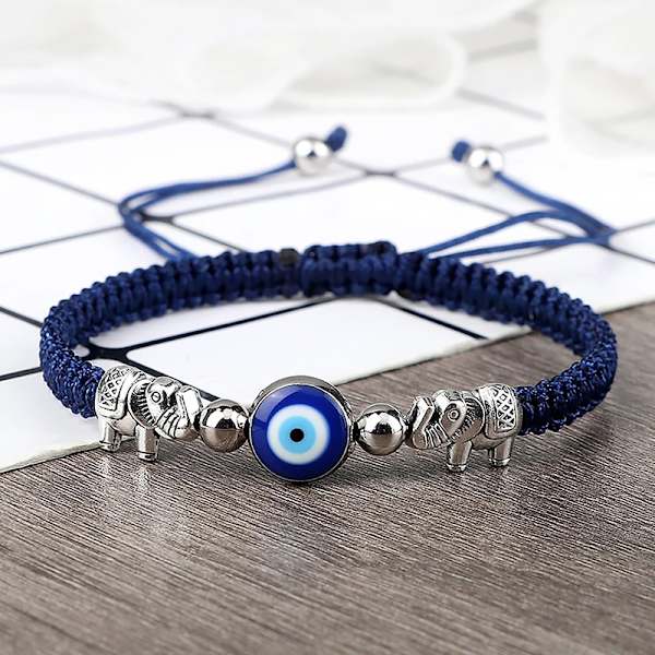 Nytt Evil Eye flätat armband Lucky Röd Svart Färg Tråd Coup A2
