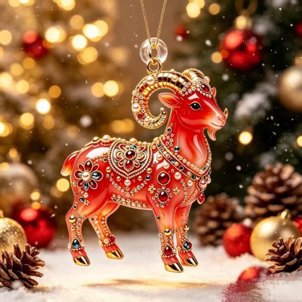 Akryl Zodiac Get Hängande Prydnad Lyckosam Röd Guld Design A2