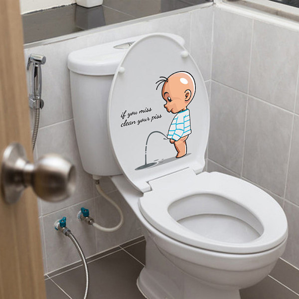 Sjovt toilet advarsel toilet klistermærker barn vandladning toilet låg 30*30cm