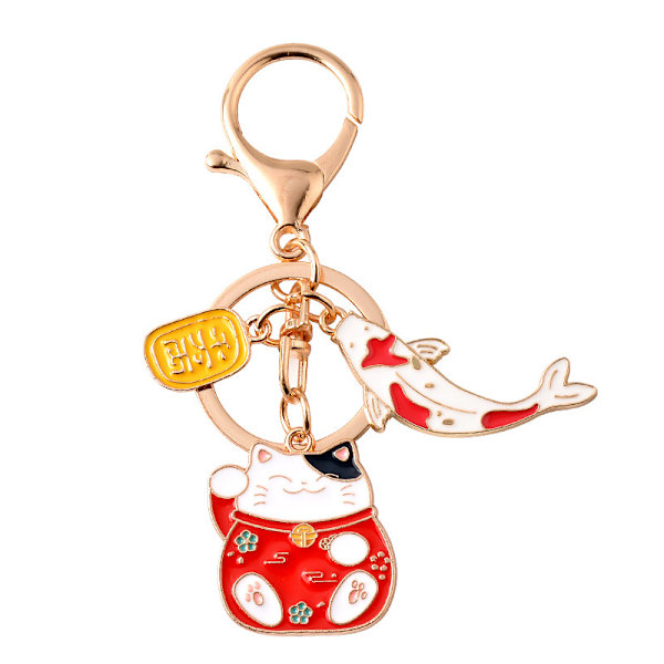 Fortune Cat avaimenperät Koi Fish Riipus avaimenperä Lovely Key Rin Red