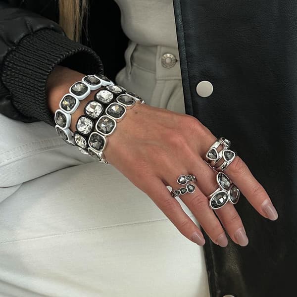 Elegant akryl strassarmband öppen ring för kvinnor i mode A3