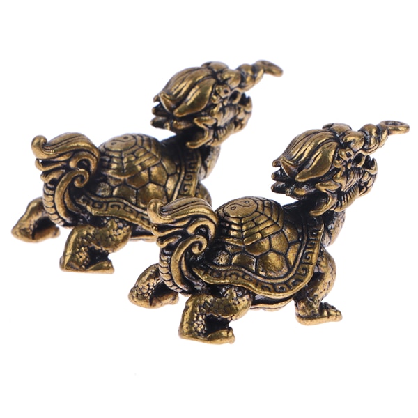 Retro Messing Mythical Beast Dragehoved Skildpadde Kropsfigurer Mi