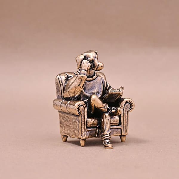 Hundesjef Miniatyrfigur Retro Skrivebord Kontorinnredning Samleobjekt Copper
