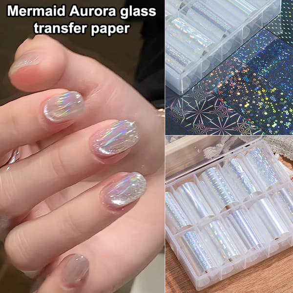6/10 ruller Stjernehimmel Transferfolier Aurora Glaspapirfolie N B