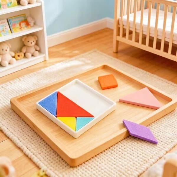 Dockhus Mini Tangram Pusselset Simulering Färgglad Byggnad