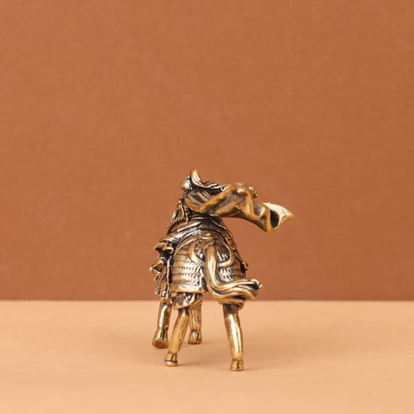 Antik Messing Solid Langhale Hestefigur Miniature Ornament A9