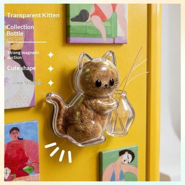Transparent kattårförvaring kylskåpsmagnet DIY husdjurshår S