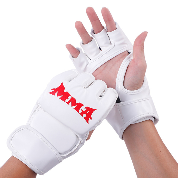 UFC MMA tykke boksehansker Taekwondo Sports Leather Half Finge red B