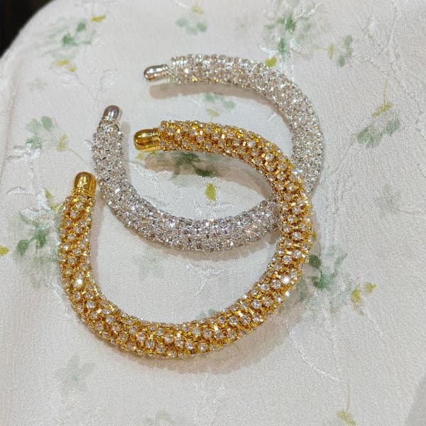 Rhinestone Åben Armring Til Kvinder Mousserende Krystalsten Armring A3