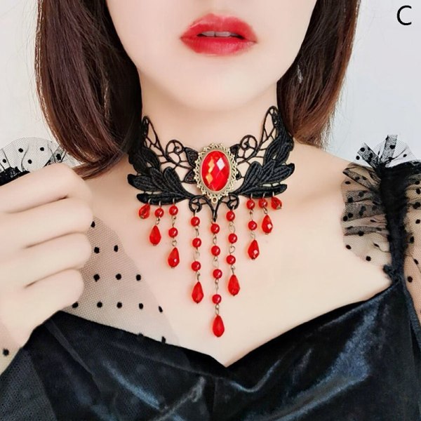 Lady Neck Smycken Accessoarer Girl Lace Gothic Choker för kvinnor C