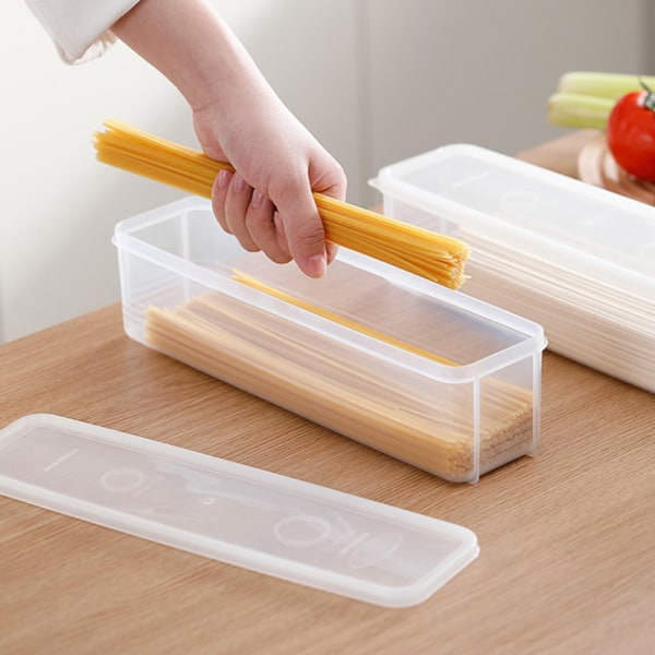 1 stk rektangulær forseglet pasta spaghettiboks Kjøleskapsoppbevaring Transparent