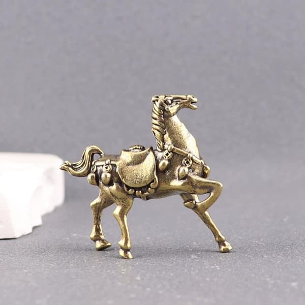 Messing hestefigur ornament ministatue for skrivebordsutstilling