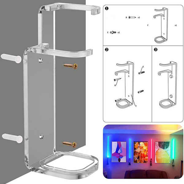 Akryl Clear Light Sabre Stand Veggmontert Oppbevaringsstativ Med Sc Clear