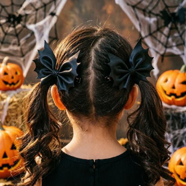 Halloween fladdermusvinge rosett hårklämmor flickor luggklämmor för fest C A1