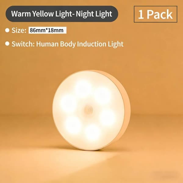 Trådlös magnetisk LED-nattlampa med mänsklig kroppssensor, ögonskydd White White Switch