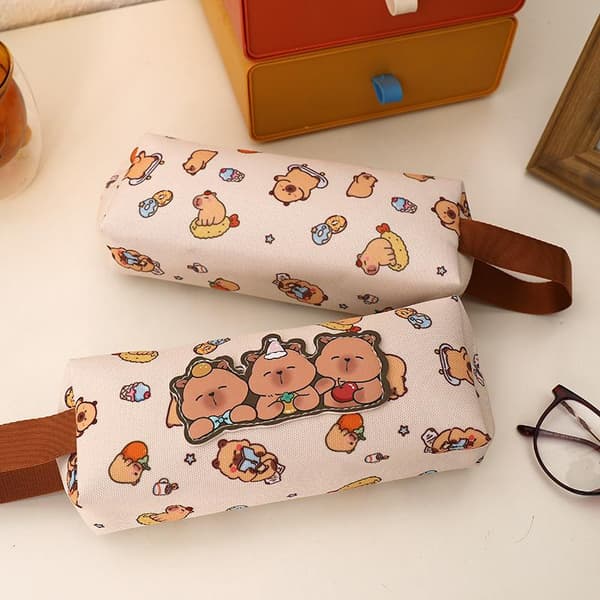 e Tecknad Capybara Pennfodral Kawaii Handväska Multifunktionell M A4