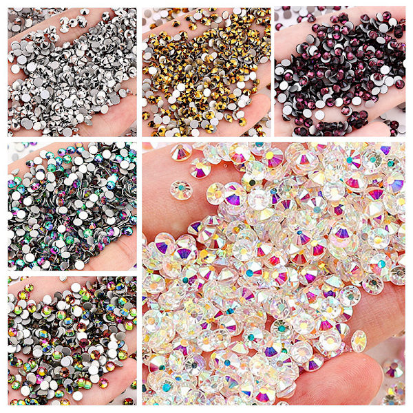 1440 st 2 mm g r det sj lv p rlor Rhinestone Flat Back Bead Charm Rhineston Green