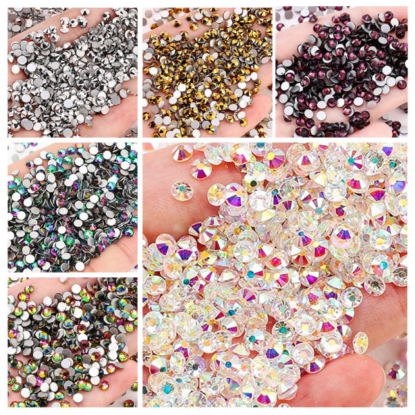 1440 stk 2 mm DIY Perler Rhinestone Flat Back Bead Charm Rhineston Rainbow