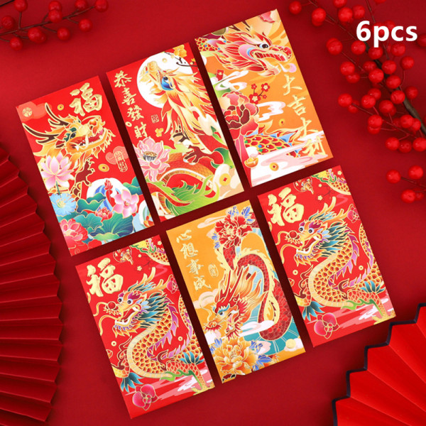 5/6 KPL kevätjuhla Red Envelopes Cartoon Dragon Pattern Luc A7