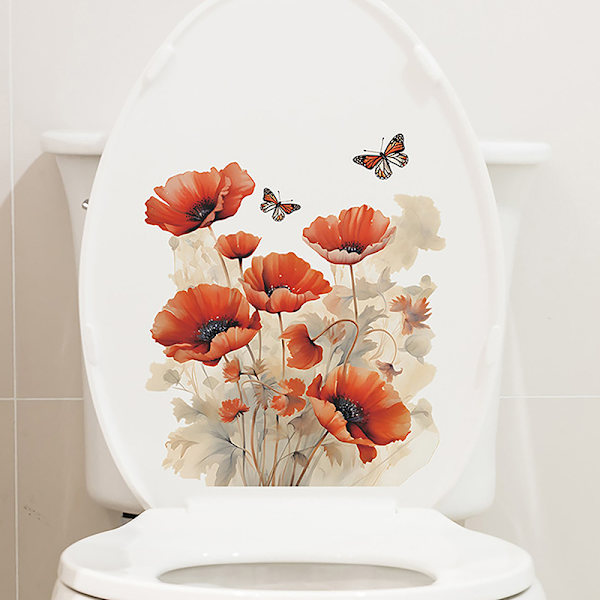 Badrum Toalett Stickers Modern Minimalistisk Blomster Mönster Själv