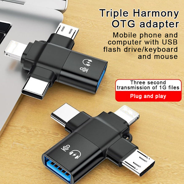 3-in-1 OTG-sovitin USB3.0 IOS-muuntimeen Type-C Micro USB Fla Orange
