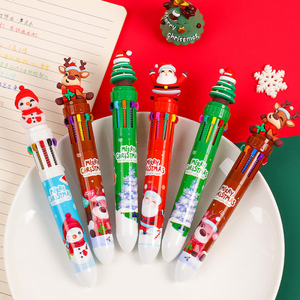 10 väriä Kawaii Christmas kuulakärkikynä Kawaii Cartoon Santa C 4