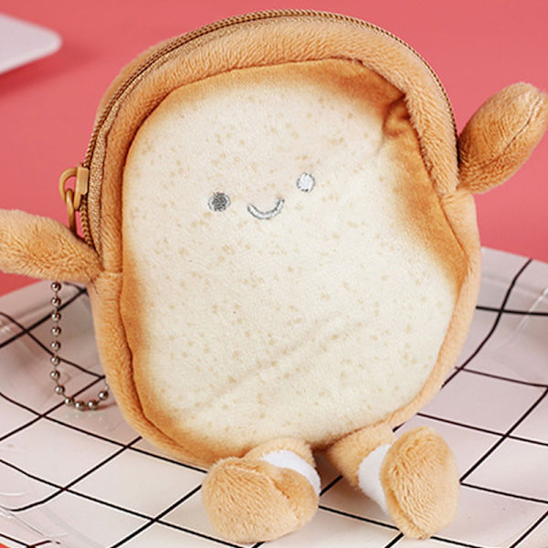 Kawaii Toast muhkea kolikkopussi Creative ja leipäkolikkolaukun riipus