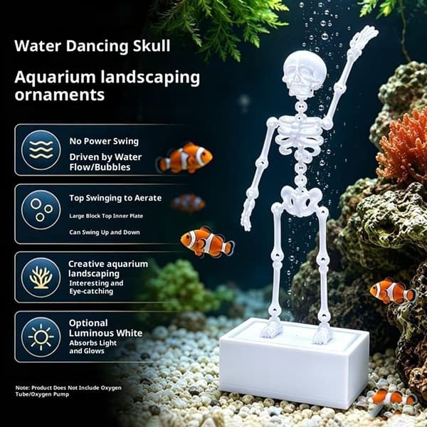 Lysende Dansende Skelet Akvariepynt Luftboble Fisketan A2