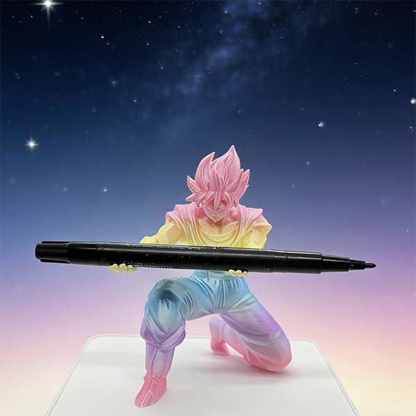 3D-printet kul Super Saiyan pennholderfigur skrivebordsstasjon Multicolor