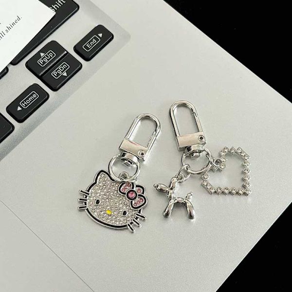 Y2K Silver Färg Metall Fjäril Nyckelring Sweet Cool Cherry Key A4