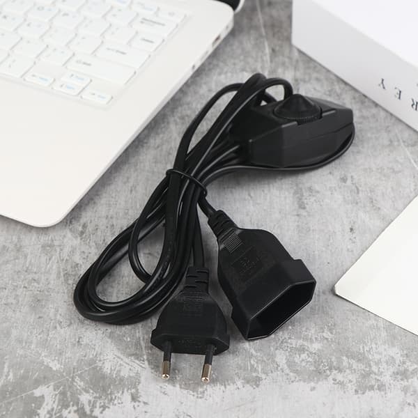 1 stk europeisk LED-strømkabelkontakt 2-pinners flat EU-plugg Black