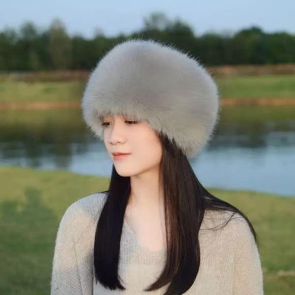 Ny Fluffy Pels Dame Vinterlue Vinter Snø Skilue Kvinne Fa A6