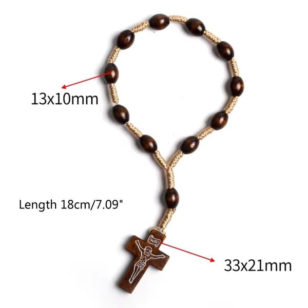Rosenkrans Træperler Armbånd Mini Til Kors Finger Rosenkranse Til B