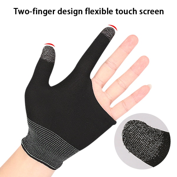 Two-finger Gaming Finger Sleeves Anti-slip Touch Gloves For Mo Black