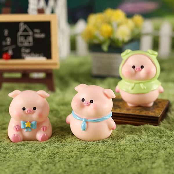 Mini e Pig Figurine Animal Model Moss Micro Landscape Home Deco A1